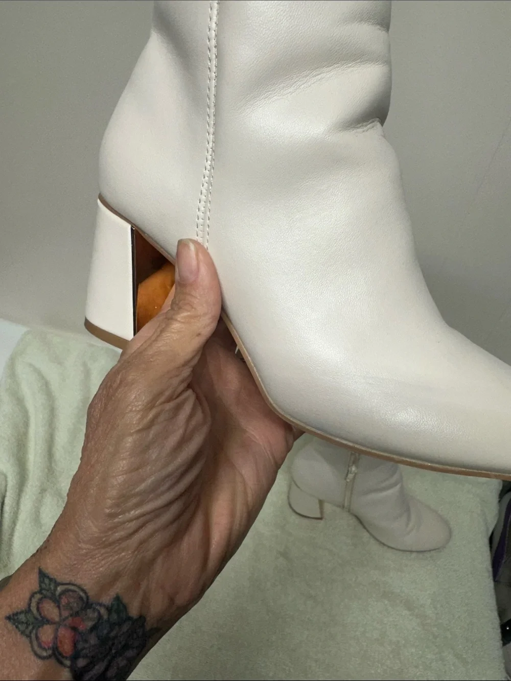 XOXO Cream Ankle Booties with Side Zip